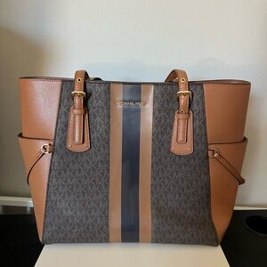 Michael Kors Tan and Black Tote with Gold Accents